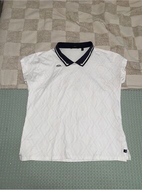 Radmor Womens Karley Deco Diamond Polo White Sleeveless Golf Shirt Large
